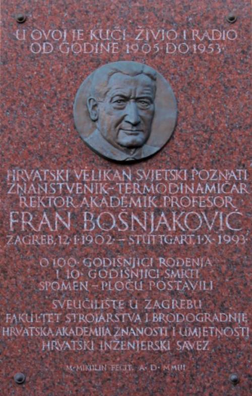 Spomen ploča na kući u kojoj je živio Prof. Bošnjaković